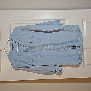 Nicole Miller Blue Linen Top Size XL FLAW